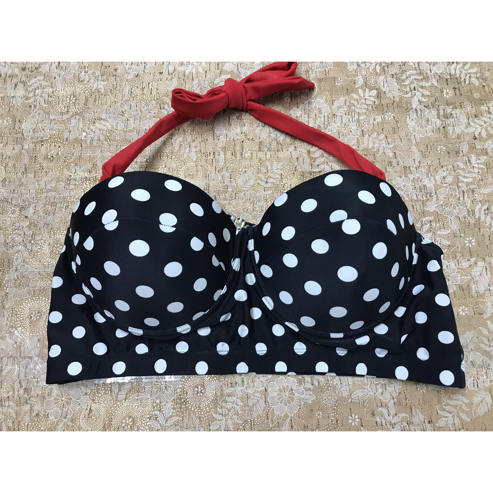 Women's Bikini Swim Top Black and white Polka Dots X-Lg Lightly Padded Underwire